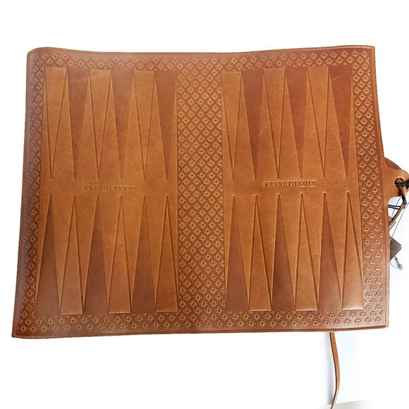 Kenneth Cole Travel Backgammon Game Board Leather with Tags Defects Read - Picture 2 of 5